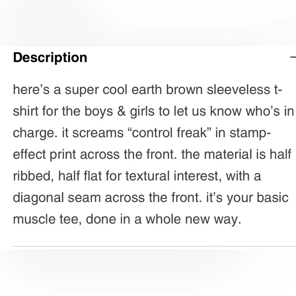 nununu Brown Sleeveless Shirt Control Freak” unisex